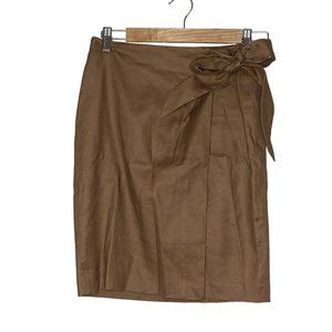 White House Black Market Women’s Wrap Skirt 100% Linen Blend Tan Skirt Size 0